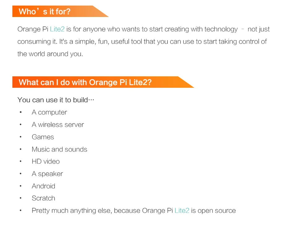 Оранжевый Pi Lite2 SET3: OPI Lite2 и ABS Прозрачный чехол и кабель питания