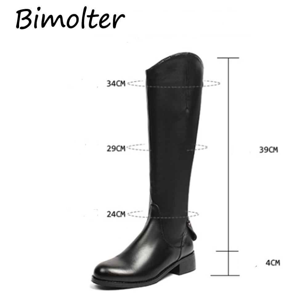 Confortable Supérieure Souple Na018 D'hiver Qualité Cuir Véritable Black Mi Genou Bimolter Chaussures Haute Bottes Longues mollet Femmes En 8OnwvmN0