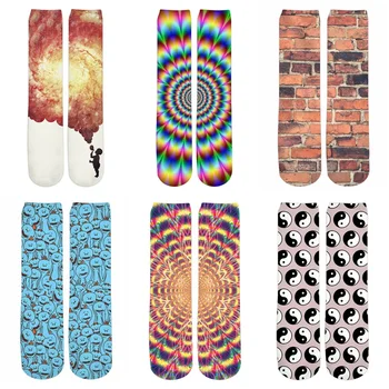 

3d Funny Brick Wall Printing Socks for Men/Women Autumn Winter Sock Cotton Polyester Mesmerize Image Printed Socks Dropshipping