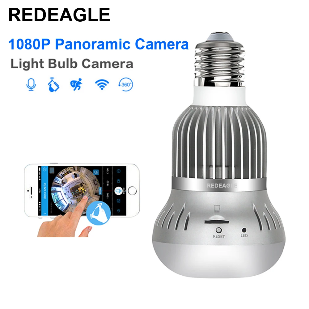 REDEAGLE WiFi Light Panoramic Bulb 1080P HD 360 Degree Fisheye font b Wireless b font IP