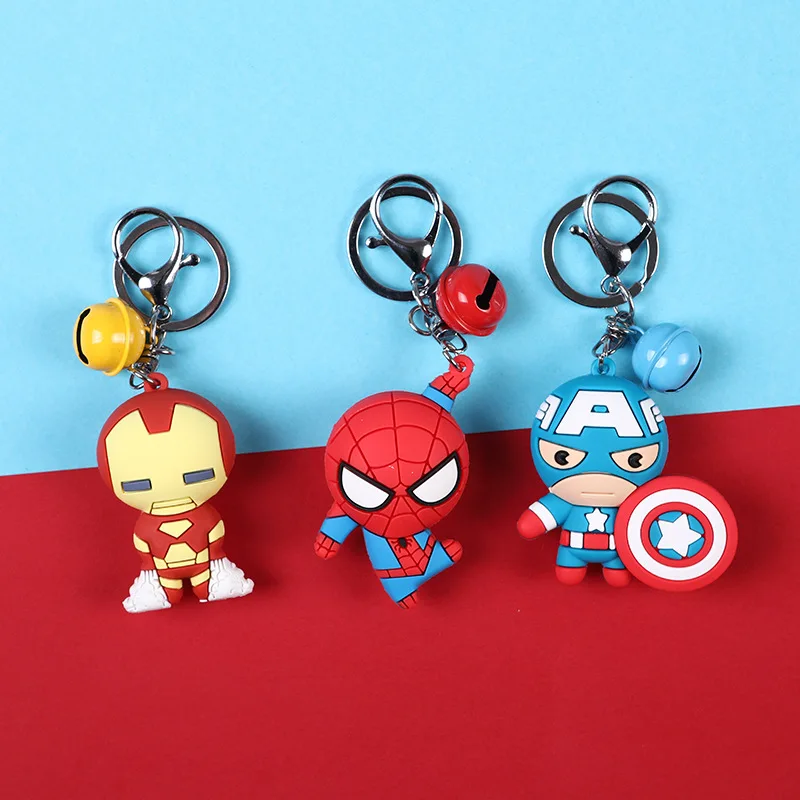 

3D Cartoon Figure PVC Marvel Avengers Keychain Cute Superhero Batman Spider Man Key Chain Key Ring Men Key Holder Trinket Gift