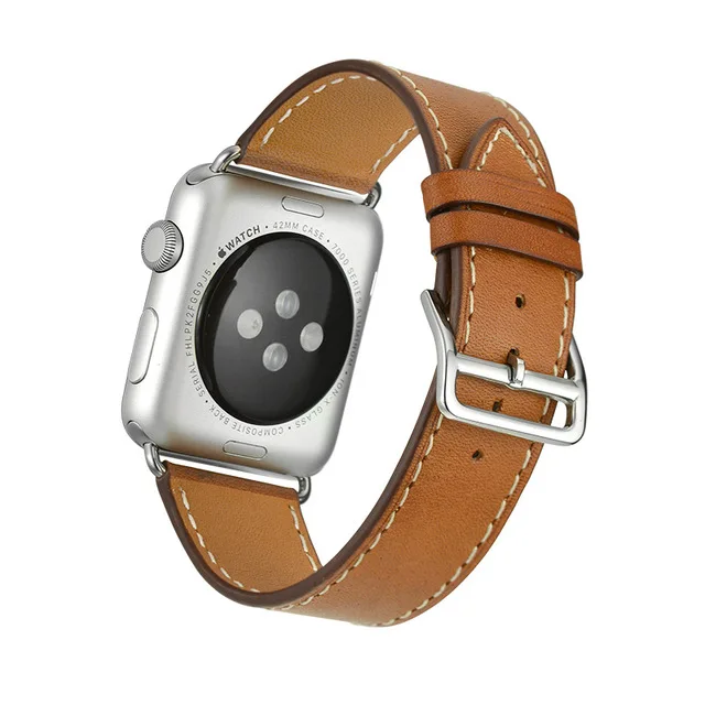 Одиночный тур/двойной тур группа для Apple Watch серии 4 44 мм 40 мм кожаный ремешок для часов для iWatch серии 3 2 42 мм 38 мм - Цвет ремешка: Brown