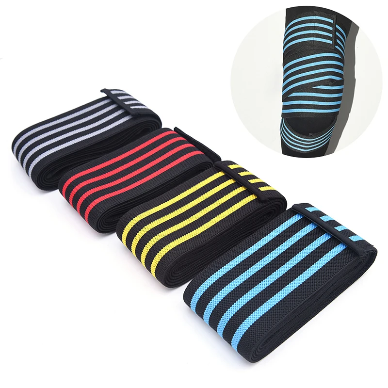 Knee Wraps Adjustable Compression Sleeves for Crossfit Weightlifting Training Gym Fitness Workout Strength 1.8m x 8cm