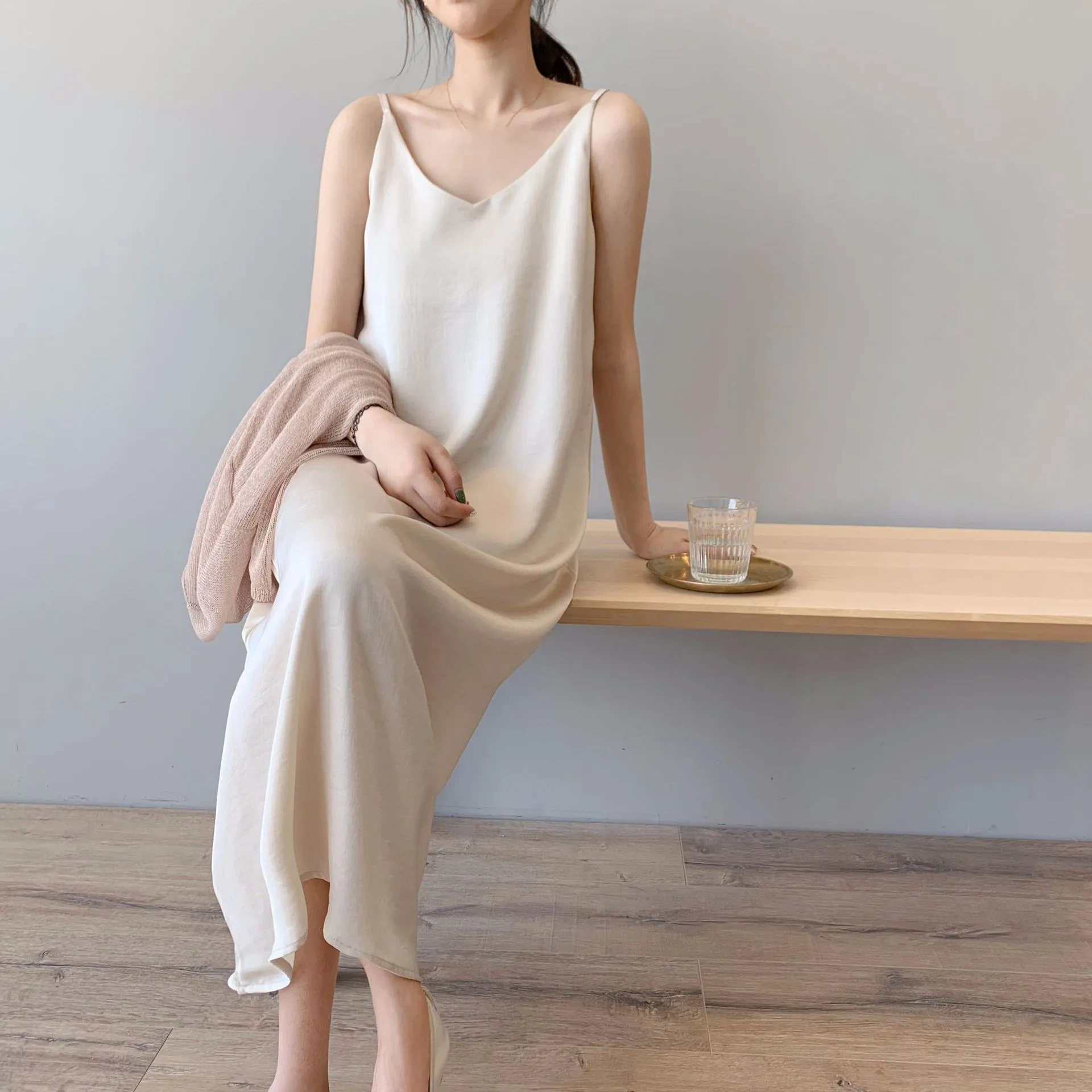 

Spring 2019 Cami Strap Dress Summer Woman Casual Satin Sexy Camisole Elastic Female Beach Dresses
