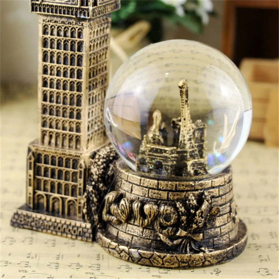 Europe Big Ben Model Lighting Crystal Ball Resin Home Decoration Birthday Christmas Children Wedding Living Room Luxury Gift (15)