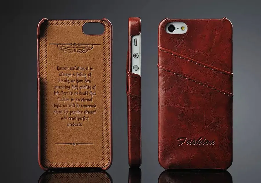 

Oil-wax Leather Back Cover Case for Apple iPhone SE (4.0 inch) New Brand Original with Card Slots Luxury Fundas for iPhone SE
