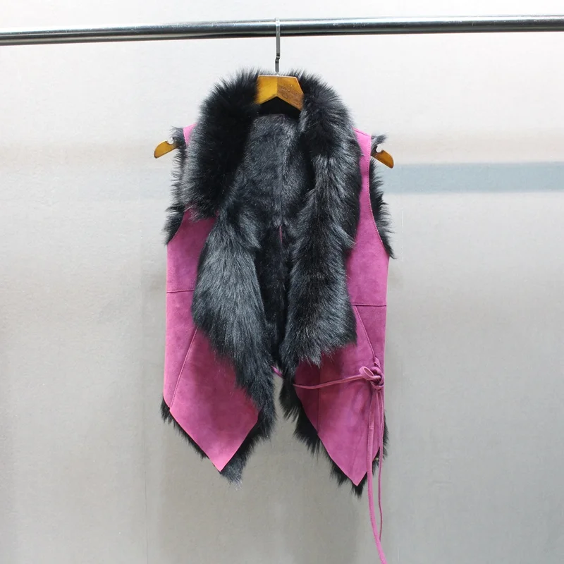 

2019 Women's Vest Genuine Sheepskin Coats Gilet Femme Waistcoat Ladies Jackets Sleeveless Female Real Leather And Fur Gilet