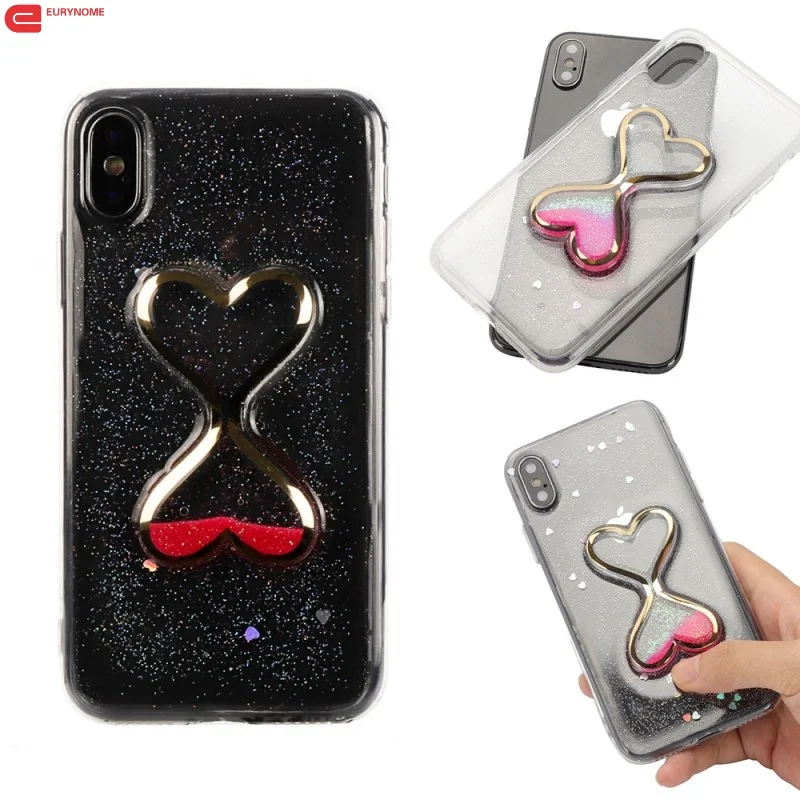 Case for Iphone XS MAX XR Cover Transparent TPU Love Heart Flowing Sand For X Cases |