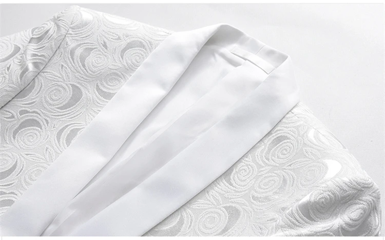 2024 Italian Mens Suits White Floral One Button Wedding Party Suits Groom Tuxedos Groomsmen 2 Piece Suit Costume Mariage Homme