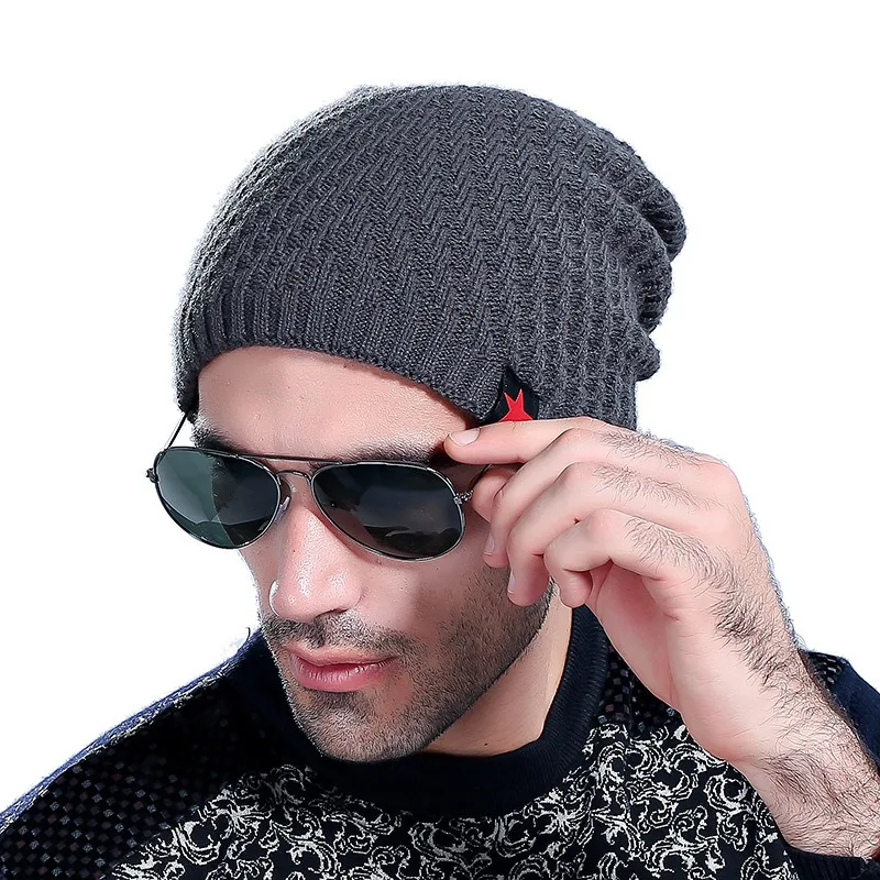 

Beanies Knit Men's Winter Hat Caps Skullies Bonnet Winter Hats For Men Women Beanie Fur Warm Baggy Wool Knitted Hat jeaz