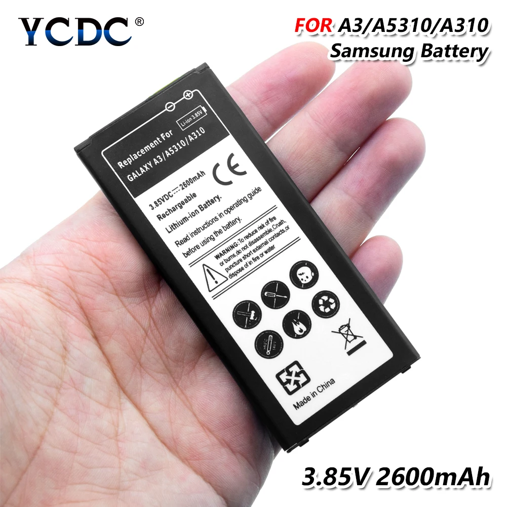 

YCDC 1PC 3.85V 2600mAh A3/A5310/A310 Lithium Rechargeable Battery For Samsung Galaxy SM-A310F/SM-A310F/DS/SM-A5310/SM-A5310A