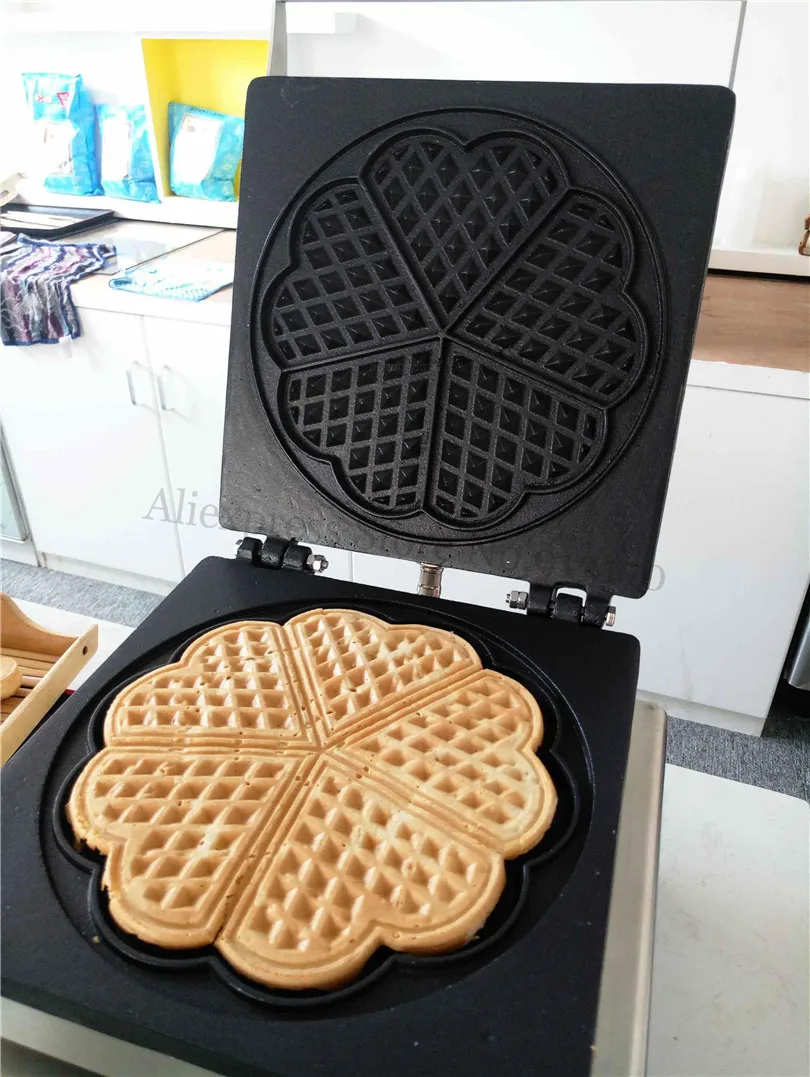 Nonstick 110v 220v Electric Heart type Waffle Baker Maker Machine 5pcs
