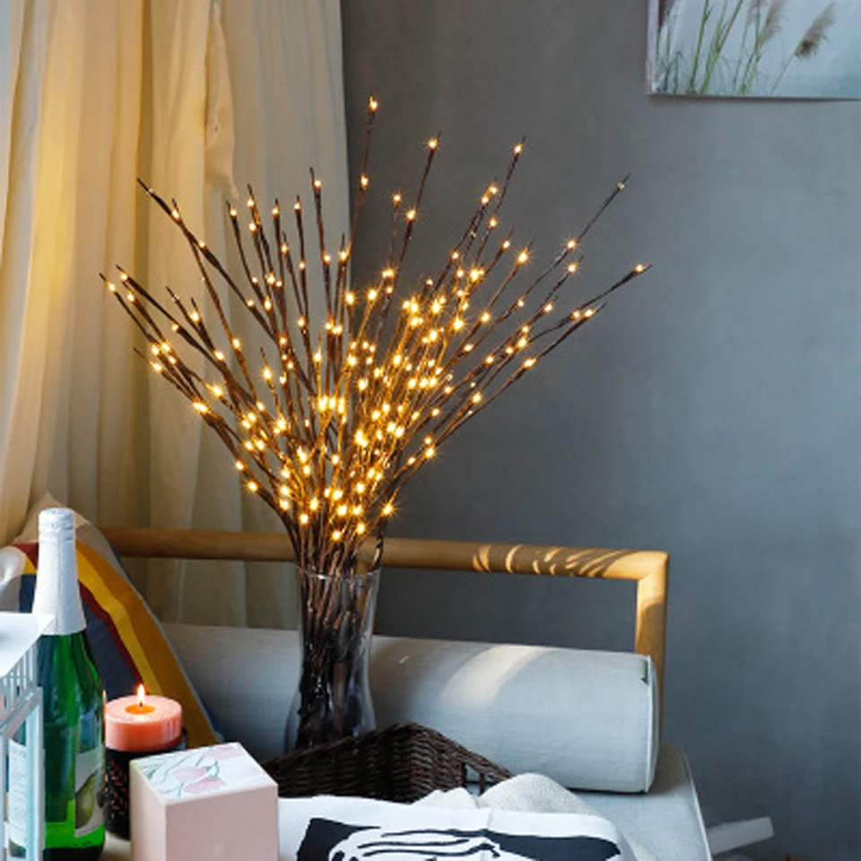 Creative Twig Lights 20LEDs Bulbs Light Vase Filler Flower Willow Branch Light Lamp Home Indoor Holiday Wedding Party Decoration