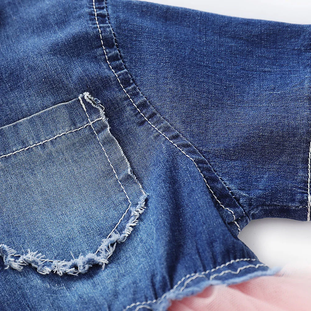 Toddler Kids Baby Girl Summer Shortsleeve Denim Tulle Party Dress 6M-4T Toddler Kids Baby Girl Summer Shortsleeve Denim Tulle Party Dress 6M-4T