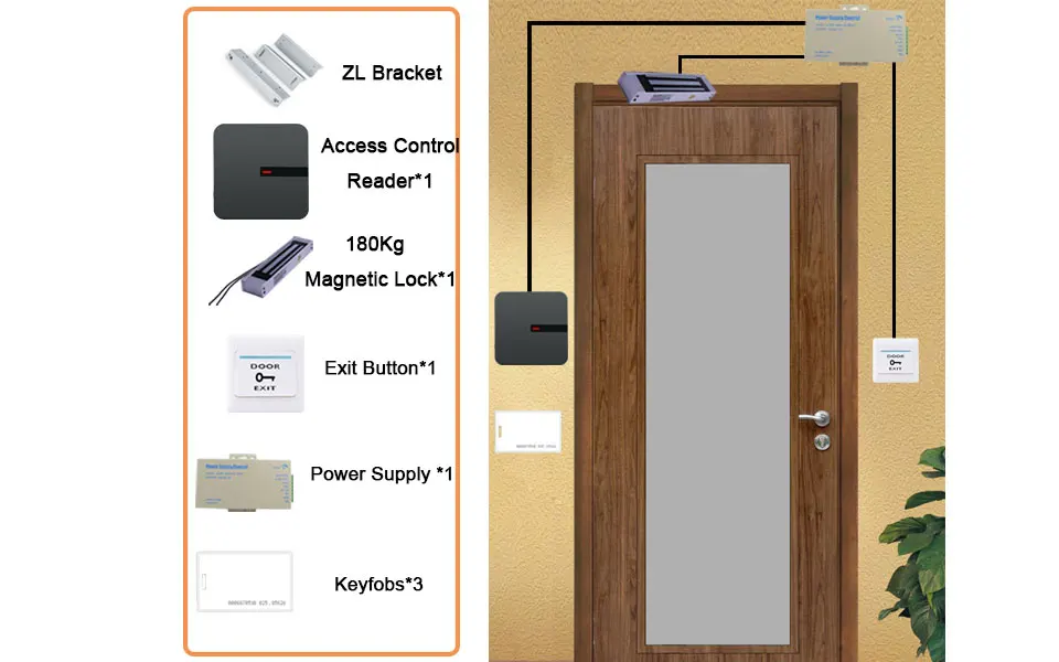 Eseye система контроля доступа наборы 180 кг Электрический магнитный замок EM Card Reader ворот питание для офис безопасности