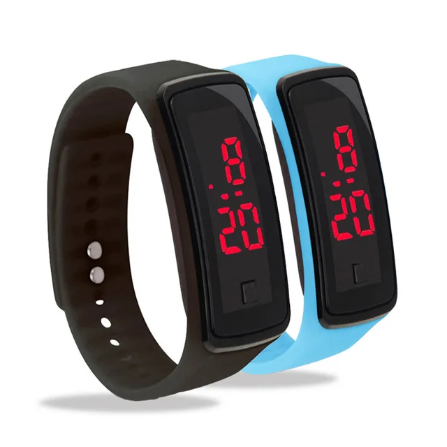 

10pcs/lot mens women kids students silicone rubber soft sport LED digital watches button boys girls bracelet wrist gift watches