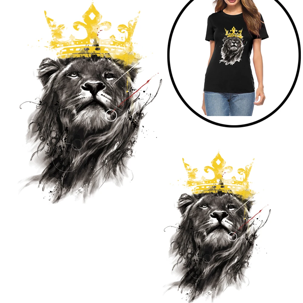 

1PC Lion Patch Heat Transfer Iron On Patch A-level Washable Clothes Stickers Easy Print By Household Irons DIY Printing