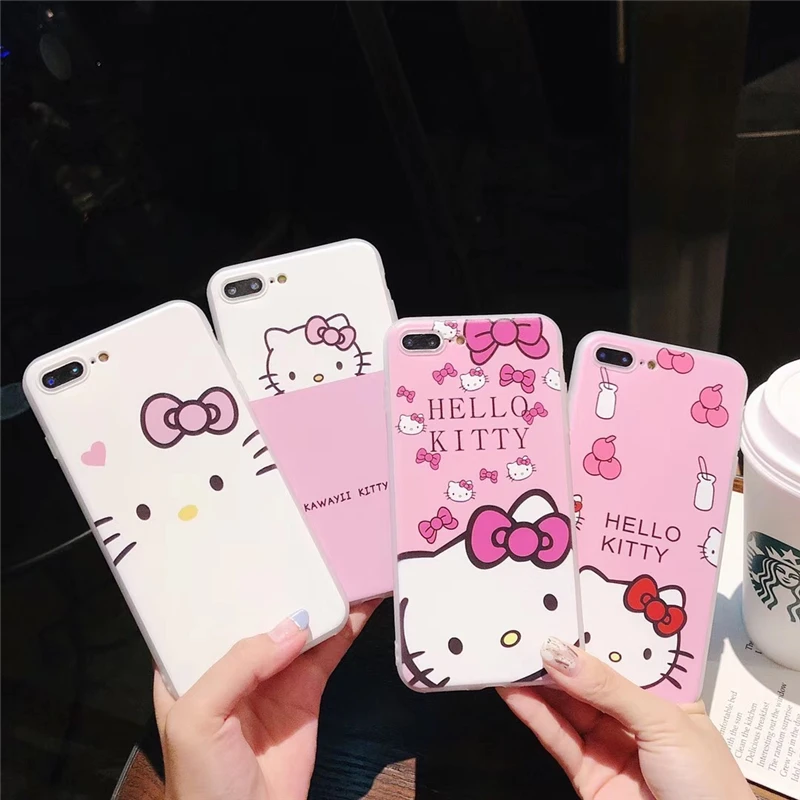 Minnie Mickey Case For iPhone 7 Cases Ultrathin Cartoon Hello Kitty Soft TPU Toy Case for iPhone 6 6s 7 8 Plus X XR XS Max Cover