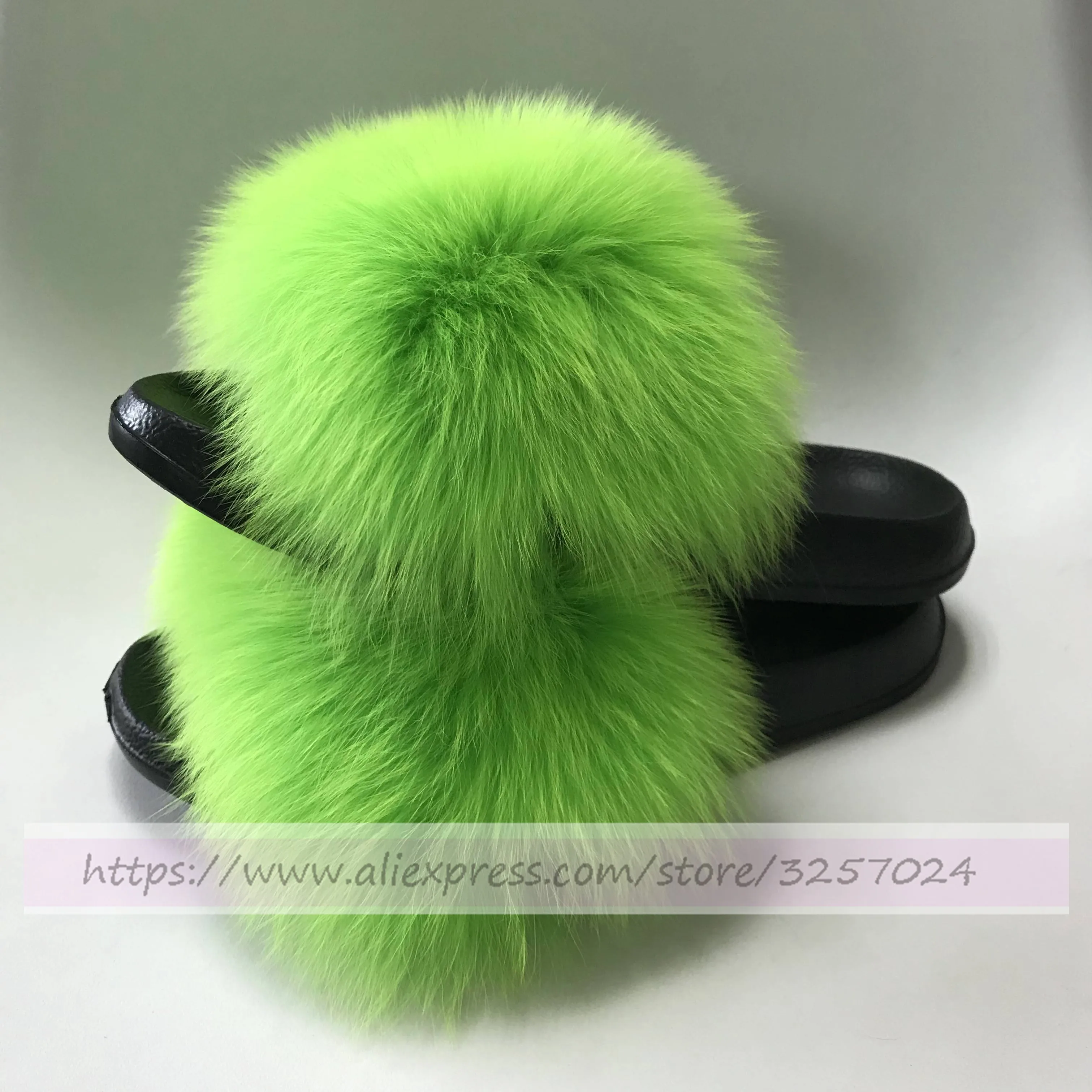 neon fluffy slides