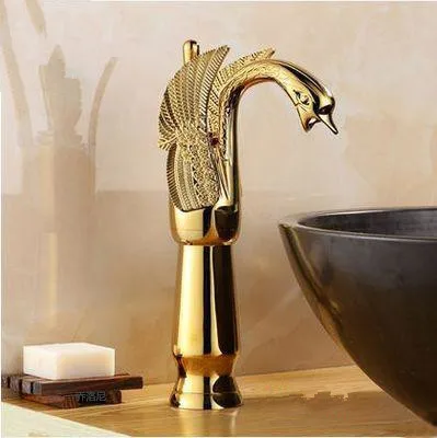 

European Antique Faucet Swan Hot And Cold Washbasin Faucet Retro Copper Gold Mixer Taps Basin Faucet