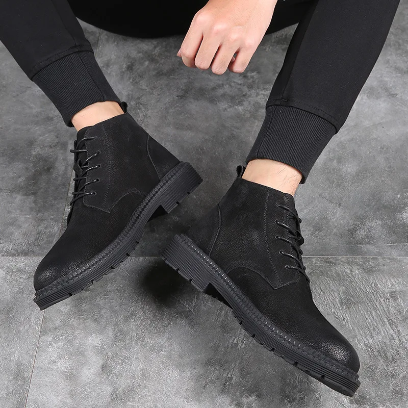 Cuir Nouveauté Britannique Chaussures Hommes Véritable D'affaires Hautes De Air Desai Bottes Plein Marque Militaire Nouveau En Black Haute Pour 2018 CxBdeo
