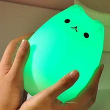 Кот зарядка через usb светодиодный ночник 1200 мАч Touch светодиодный датчик света настольные лампы Животное Детские Ночь Бордовый спать ночью