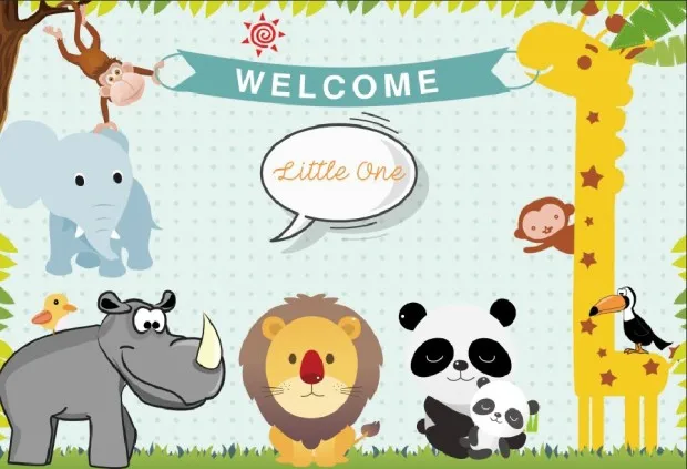 

Laeacco Animal Paradise 1st Baby Birthday Party Photography Backgrounds Customized Photographic Backdrops For Photo Studio