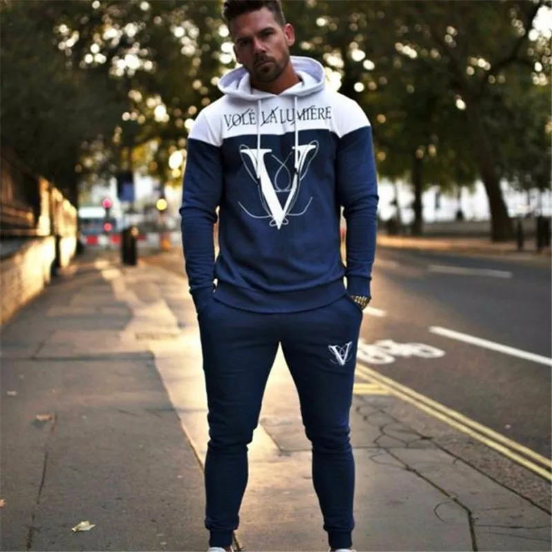 Autumn Men Set 2018 Casual Sportswear Hoodies+Pants Set Male Tracksuit Outdoors Sport Suit Men's Gyms Set Suit Autumn Men Set 2018 Casual Sportswear Hoodies+Pants Set Male Tracksuit Outdoors Sport Suit Men's Gyms Set Suit