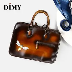 DIMY Новинка 2019 года для мужчин сумка Мужские портфели телячьей кожи сумки Элитный бренд большой ёмкость настроить узор #9039