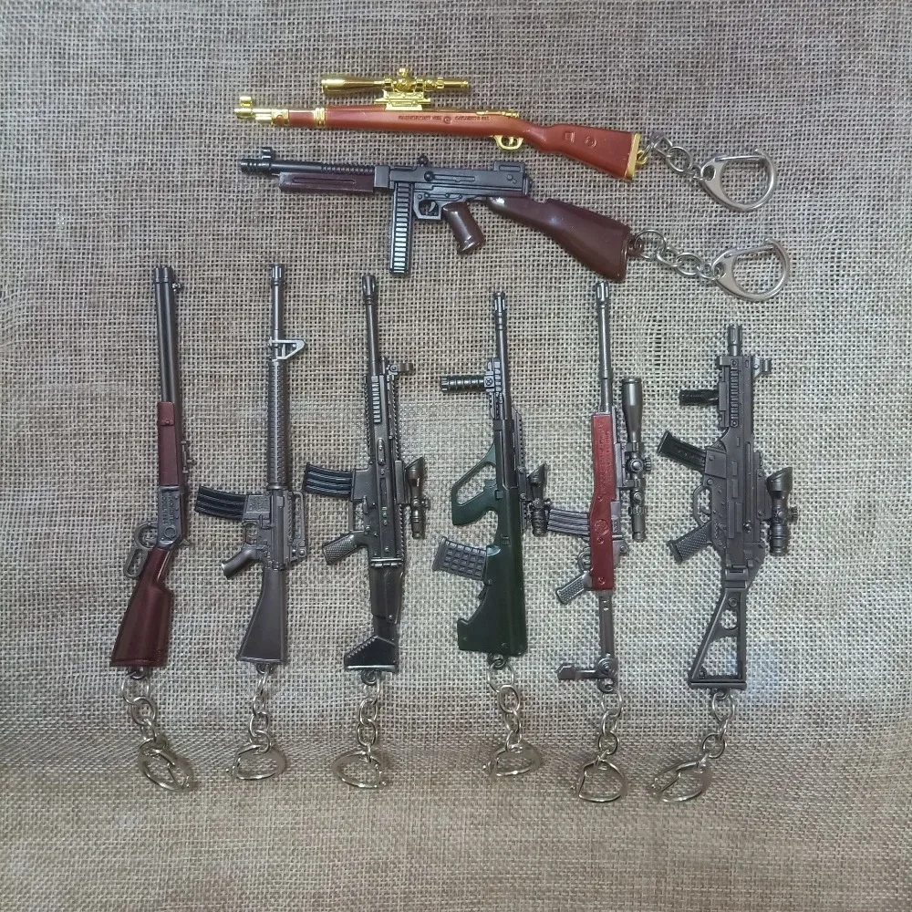 

New Game PUBG Keychain AWM 98K Pan ALL Rifle Model Playerunknown's Battlegrounds Cosplay Props Alloy Armor Key Chain llaveros Ke