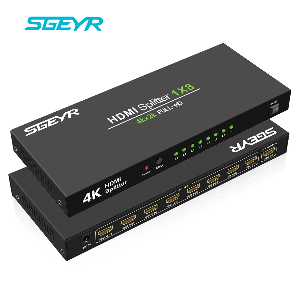 1x8 Питание V1.4 Сертифицированный HDMI Splitter 1 в 8 с Full Ultra HD 4 K/2K @ 30 Гц и 3D разрешения-1 источник на 8 отображает