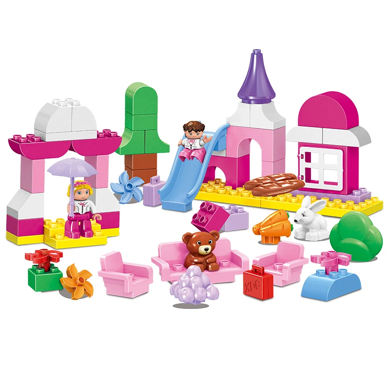

59PCS Original Pink Princess Dream Castle Big Building Blocks Girls Christmas Gift Toys Compatible with Duplo