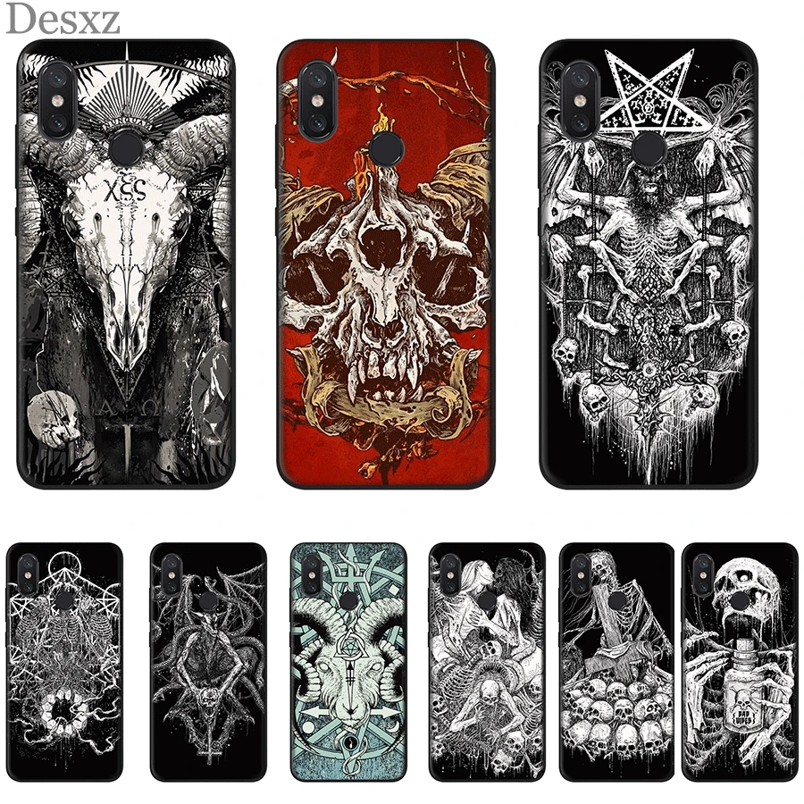 

Desxz Silicone Phone Case For Xiaomi Mi 6 8 9 SE A1 A2 5X 6X MAX 3 Lite Cover Satanic Skull Bag