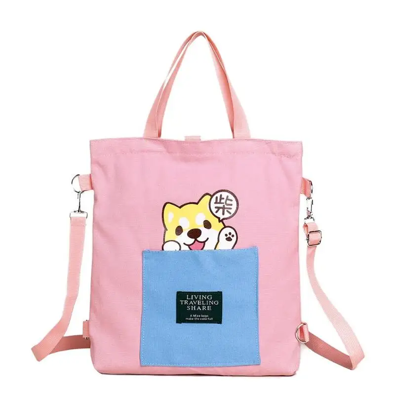 Мягкая Холщовая Сумка Большая вместительная сумка для покупок сумка на плечо Женская квадратная сумка для покупок Большая вместительная сумка - Цвет: Розовый
