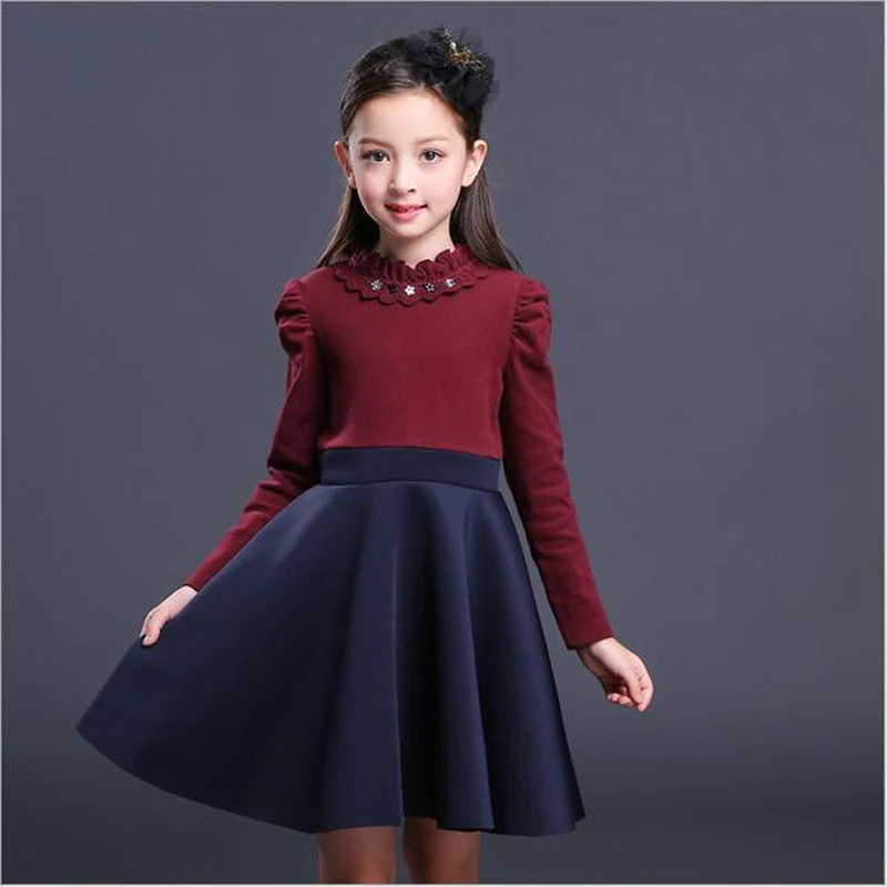 

Multicolor 3-12yrs Autumn Long sleeved velvet Girls Dress Girls Clothing Princess Party Birthday Dresses Girl Costume Kids Red