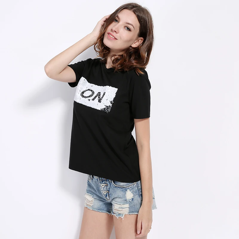 Всего $ 6.99 Harajuku футболка t женские летние 2017 панк блесток на/off забавная