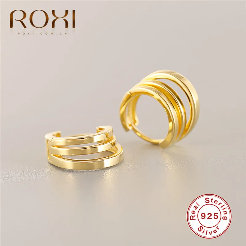 

ROXI Round Hoop Earrings for Women Brincos Minimalist Geometrical Circle Rings Small Earrings 925 Sterling Silver Earrings
