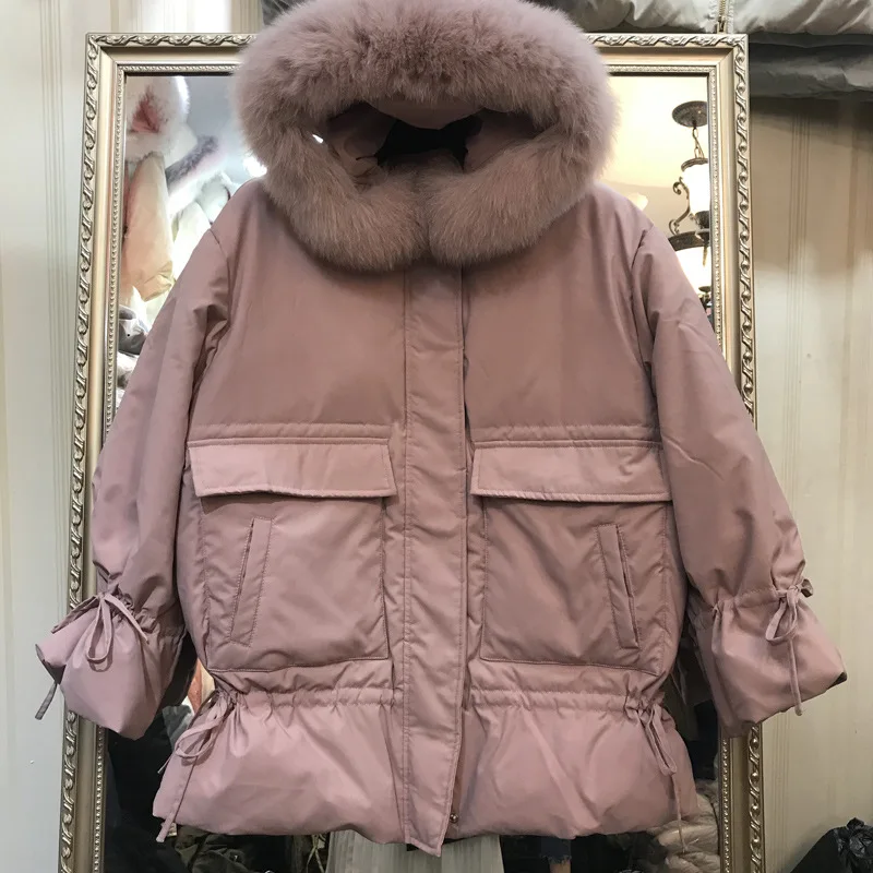 Fourrure Outwear De pink Parkas D'hiver Manteau Femmes Duvet black Raccon Le Col Neige Beige Chaud Slim Canard Blanc Capuchon Fitaylor Veste À green Réel Bas Vers Femme L3c5RqA4j
