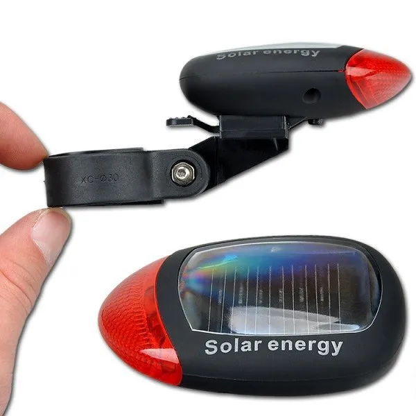 Sale 2 LED 3 Modes Bright Solar Energy Power Bike Mountain Bicycle Red LED Tail Rear Light Outdoor Sports Cycling Lamp MBI-21 3