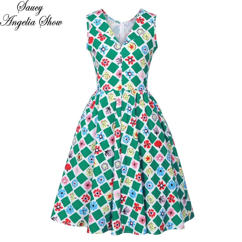 SAUCY ANGELIA Women Summer Dress 2018 Vogue Tank Print Zipper EUROPE
