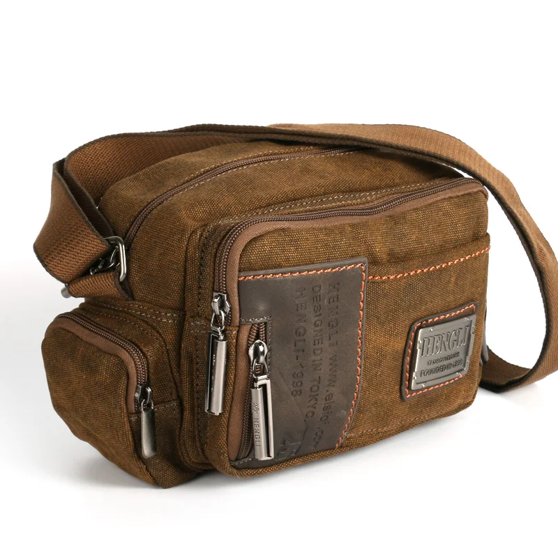 Ruil, многофункциональные мужские сумки-мессенджеры, Ретро стиль, холщовые сумки на плечо,, для отдыха, оснастка, посылка в европейском и американском стиле - Цвет: Brown