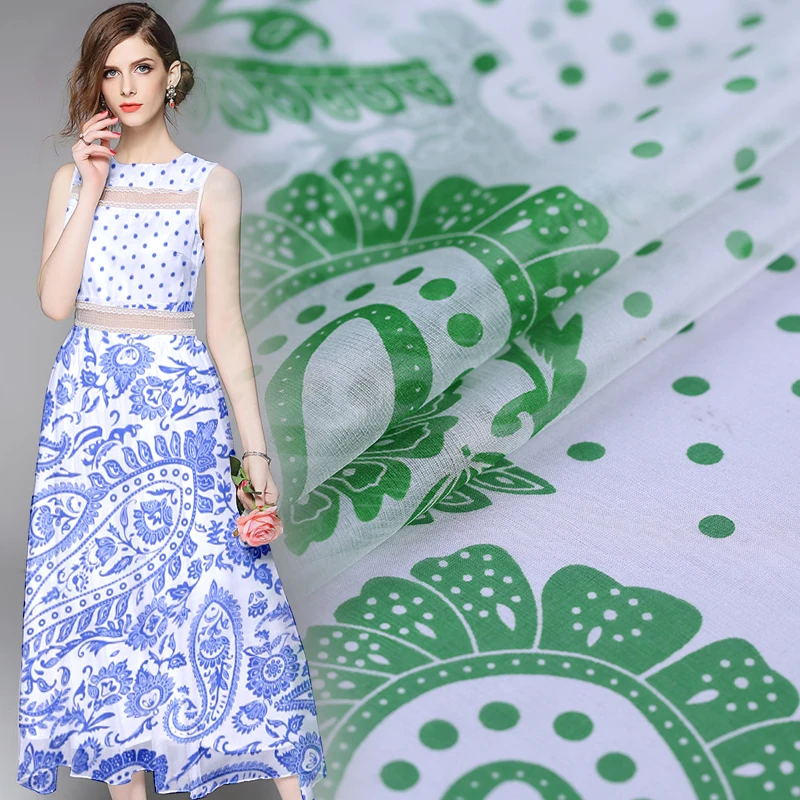 Летняя перспектива платье из шелковой ткани ткань печати шёлковый Тюль Шелковый шифон оптовая продажа шелковой ткани