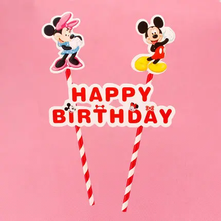 HOT Birthday Number 0-9 Candles Cartoon Mickey Minnie Mouse Happy Birthday Candle Cake Cupcake Topper Party Decoration Supplies