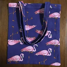 YILE хлопковая парусиновая Экологичная для шоппинга с ручкой сумка на плечо с принтом Фламинго Королевский синий 614b