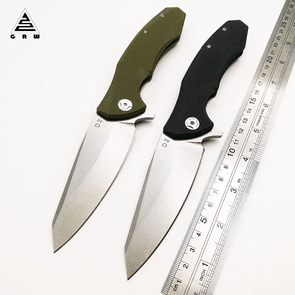 

GRW Ball Bearing Folding Knife D2 Blade G10 Handle Flipper Pocket Tactical Knives Survival Camping Hunting Outdoor EDC Tools