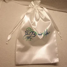 Изготовленный на заказ логотип 18X30 см парик упаковка Женская прядка для наращивания волос/расширение упаковочная сумка девственные волосы комплект атласная упаковка сумка