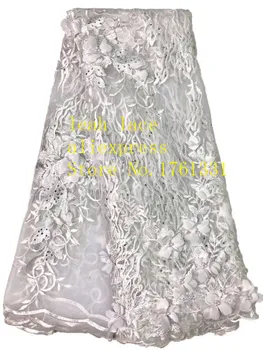 

5yards/bag Mixed color embroidery lace 3D flower beads high-end european-style fabric used for wedding dress fashion dinner