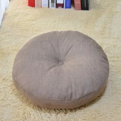 Льняная подушка из толстой круговой ткани, Балконная японская подушка для йоги в японском стиле - Цвет: coffee