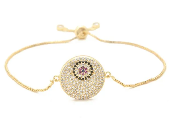 

gold silver Chain micro pave cz Zircon Cubic Zirconia bracelet rope adjusted Macrame round Bangle fggr01 Fashion Jewelry