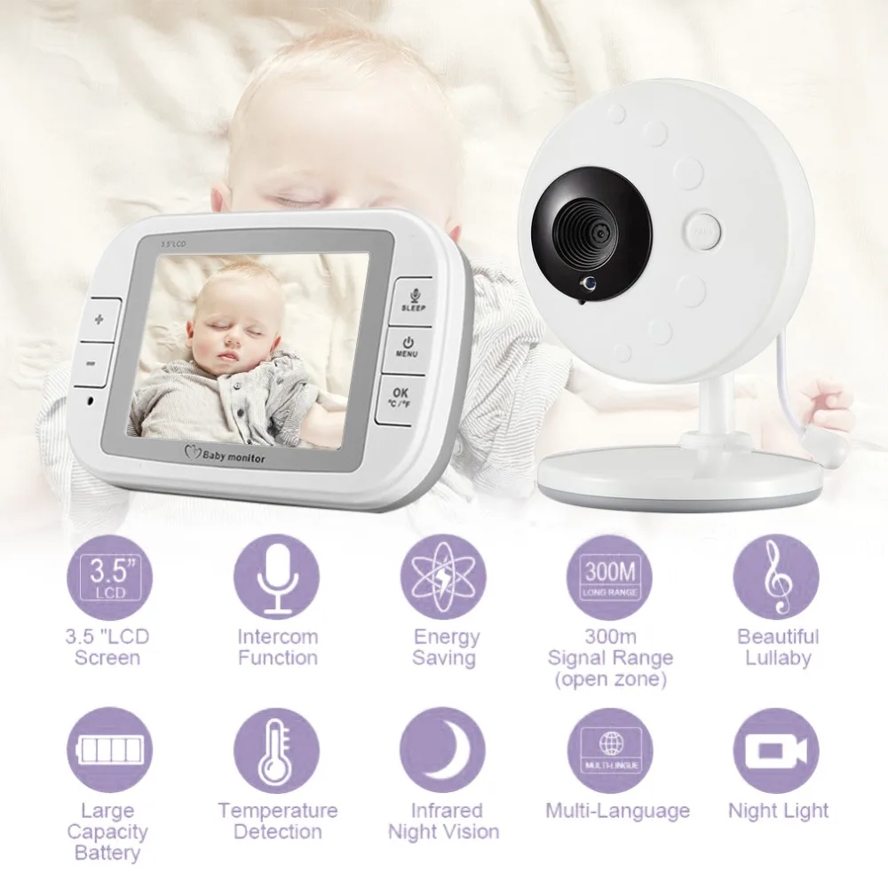 

Wireless Baby Monitor 3.5'' TFT LCD Night Vision 2-way Audio Baby Camera Video Babysitter Temperature Humidity detection